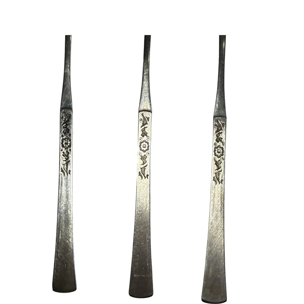 Ekco Eterna Cantina Iced Tea‎ Spoons 3 Stainless Steel Japan Vintage Long Handle